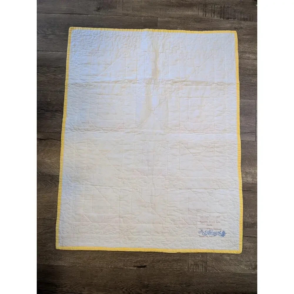 Vintage 1995 Handmade Sailboat Baby Quilt Signed Carol Paasch Cottagecore 28x34